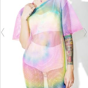 Dollskill Tie Dye Mesh Tshirt size medium